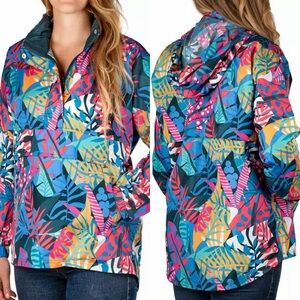 Lauren James Women's Water Resistant Hooded Lightweight Anorak Rain Jacket Sz M